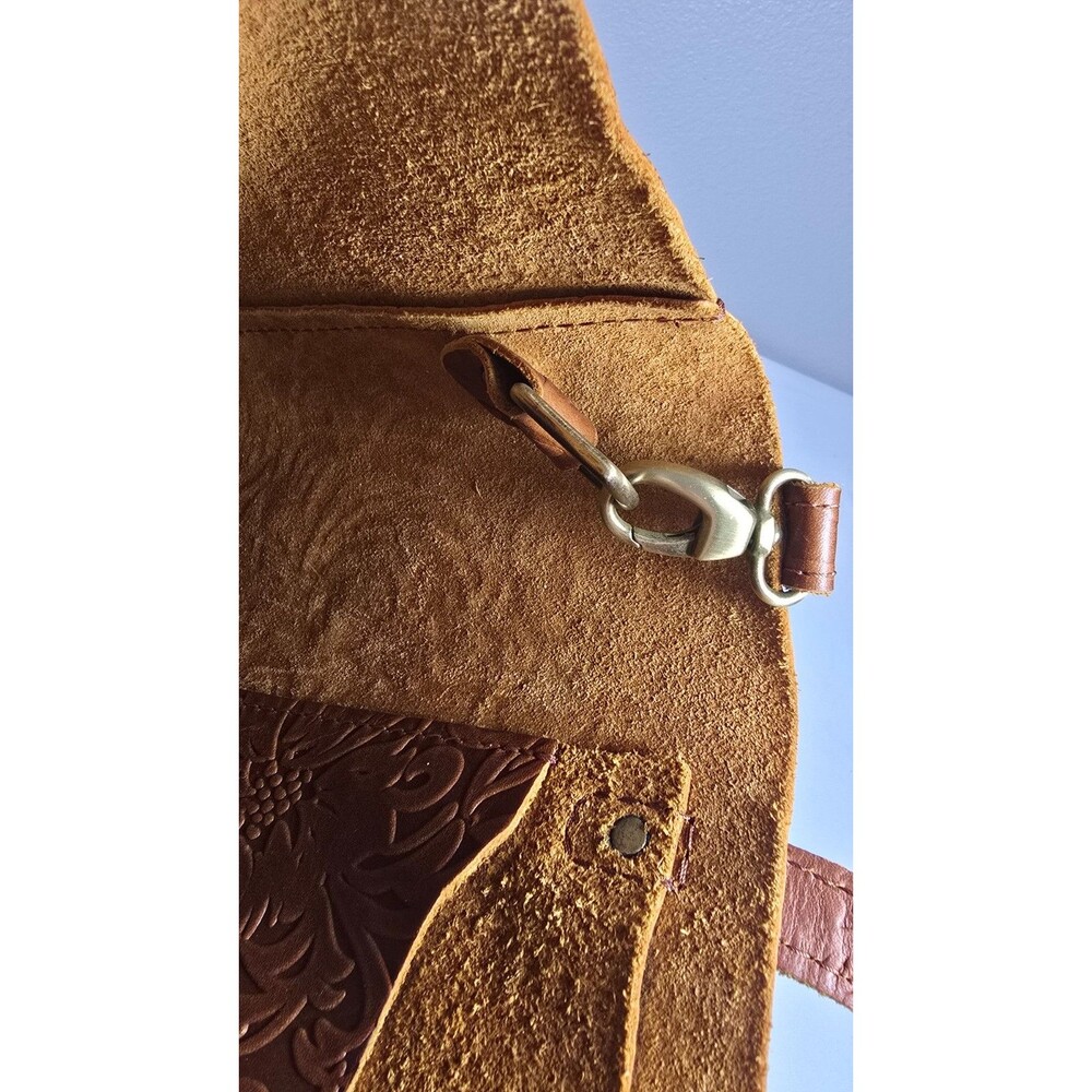 Portland Leather Goods Meadow Medium Crossbody Tote Sanded Embossed Design NEW - Picture 10 of 10